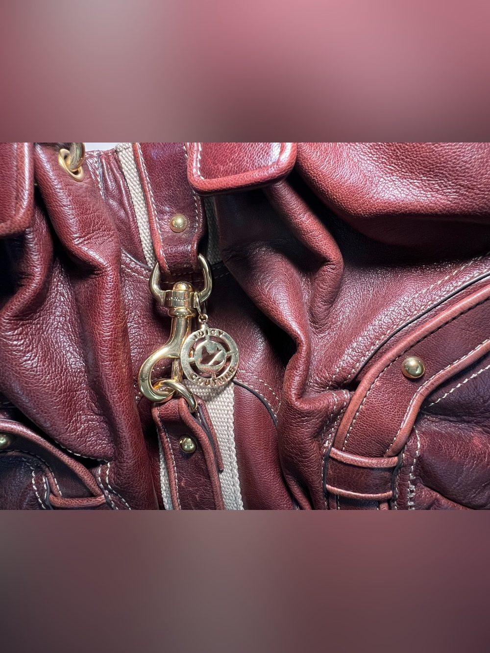 VNTG Juicy Couture Chocolate Brown Leather Hobo Shoulder Bag Gold Hardware Y2K - Picture 6 of 16